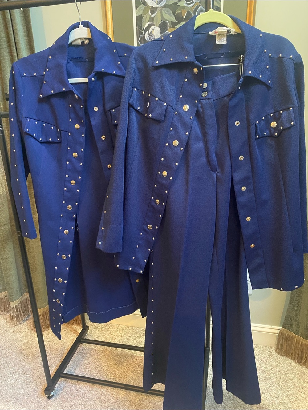 Studded Navy Blue Women's Pantsuit - Mary Dobbs Original Vintage